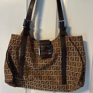 Vintage Fendi Brown Shoulder Tote Bag